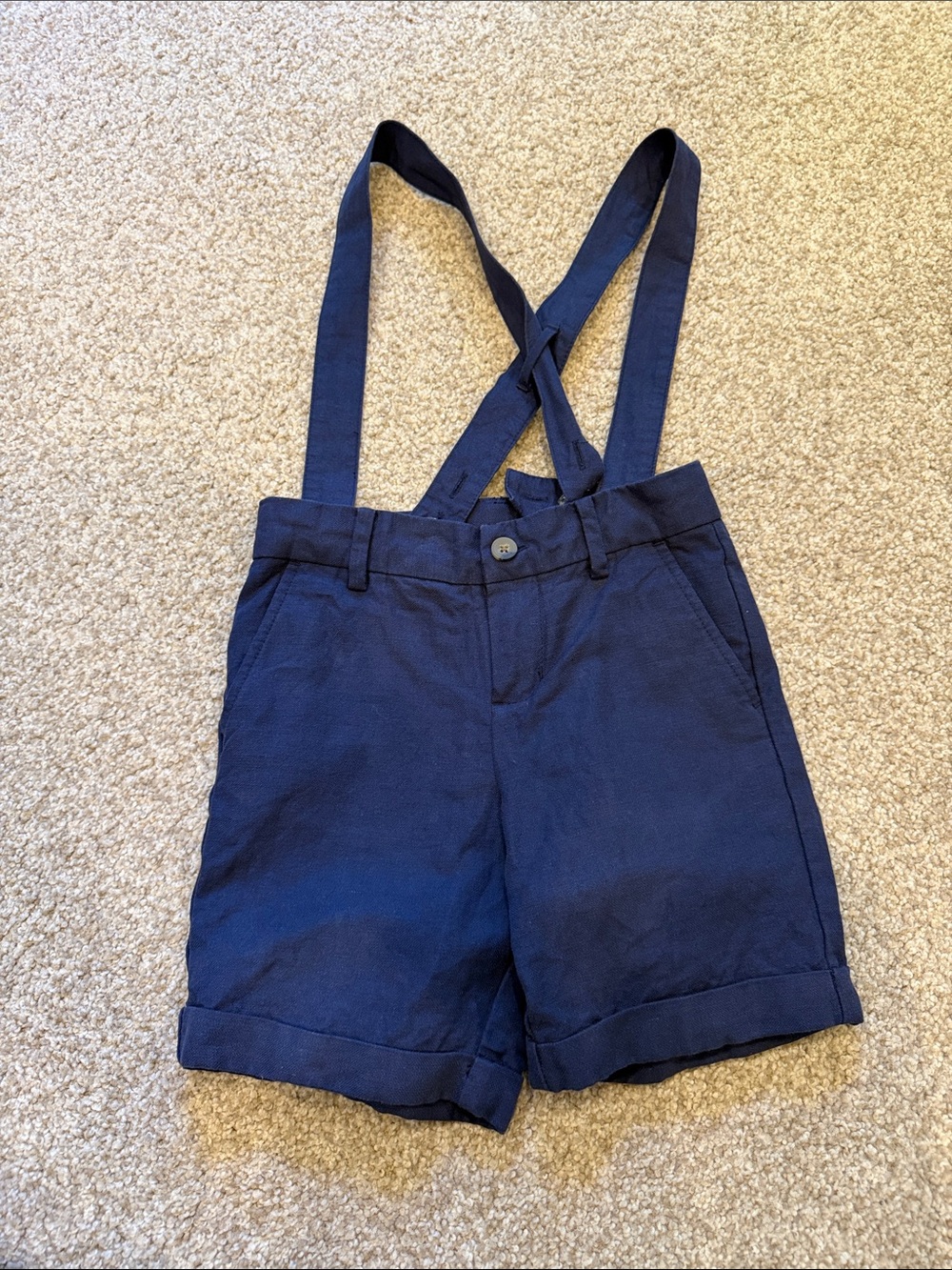 Janie and Jack Navy Suspender Cuffed Shorts